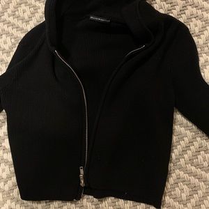 Cropped Black Brandy Melville Hoodie Zip Up